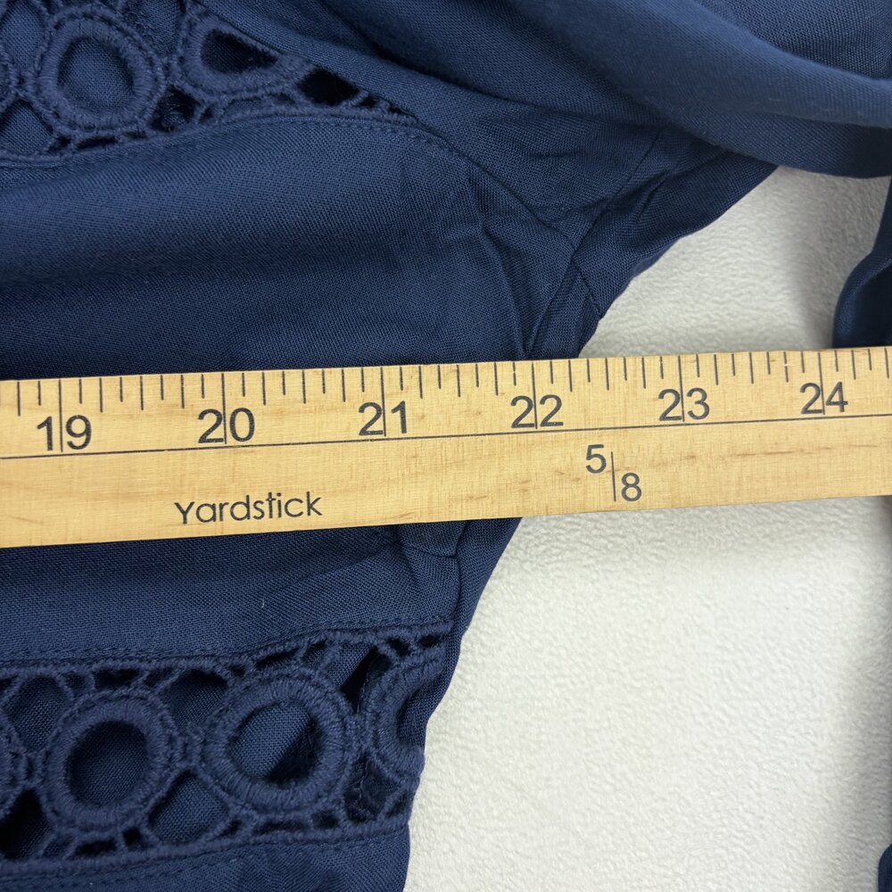Lascana Navy Tiered Lace Tunic Blouse Bell Sleeve Size 12 - Picture 10 of 11
